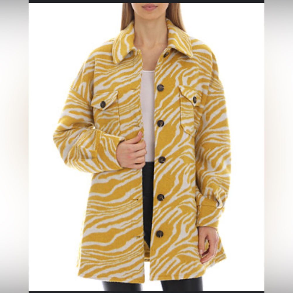 Avec Les Filles Yellow and White Zebra Print Jacket